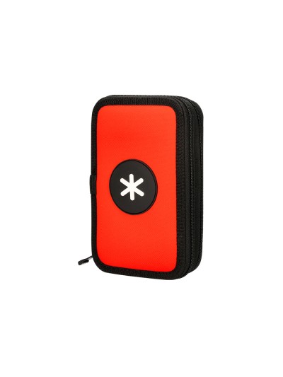 Plumier escolar antartik doble cremallera color rojo 28 piezas