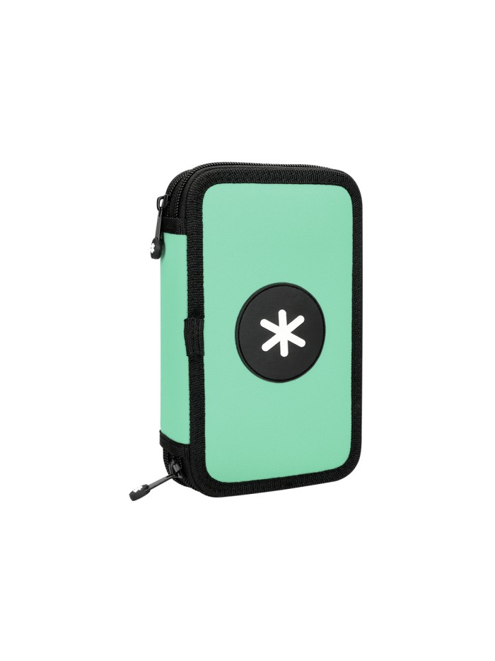 Plumier escolar antartik doble cremallera color menta 28 piezas Plumier escolar antartik doble cremallera color menta 28 piezas