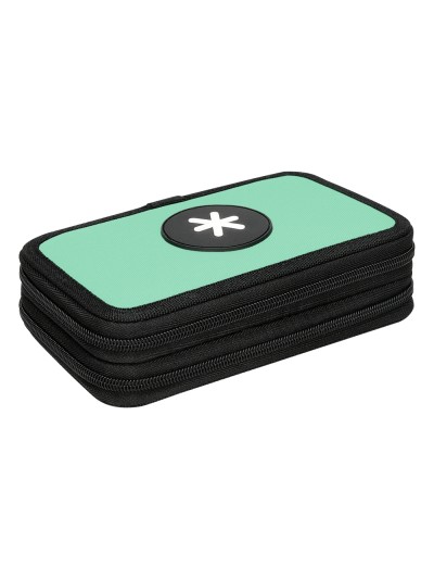 Plumier escolar antartik doble cremallera color menta 28 piezas