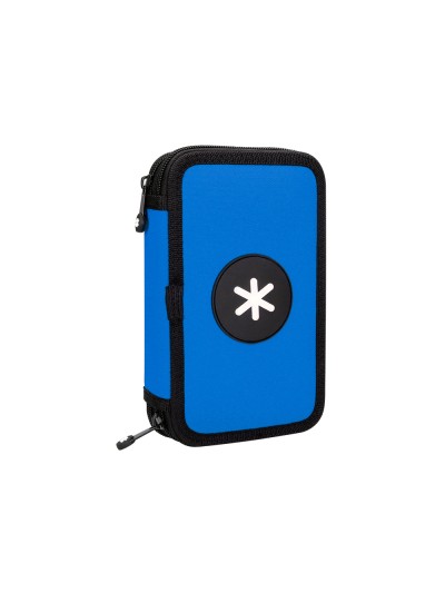 Plumier escolar antartik doble cremalllera color azul 28 piezas