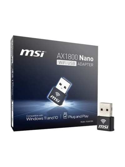 Nano adaptador wifi6 usb msi guax18n ax1800
