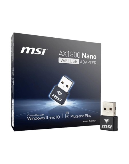 Nano adaptador wifi6 usb msi guax18n ax1800