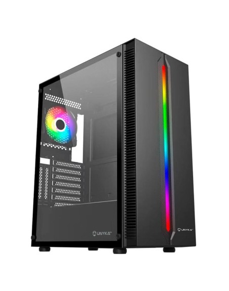 Caja ordenador gaming unyka lumina 205 atx argb cristal templado negro