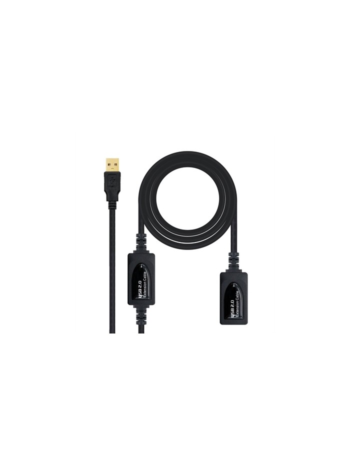 Cable usb tipo a 2.0 a usb tipo a nanocable+amplificador 15m negro - macho - hembra Cable usb tipo a 2.0 a usb tipo a nanocable+amplificador 15m negro - macho - hembra