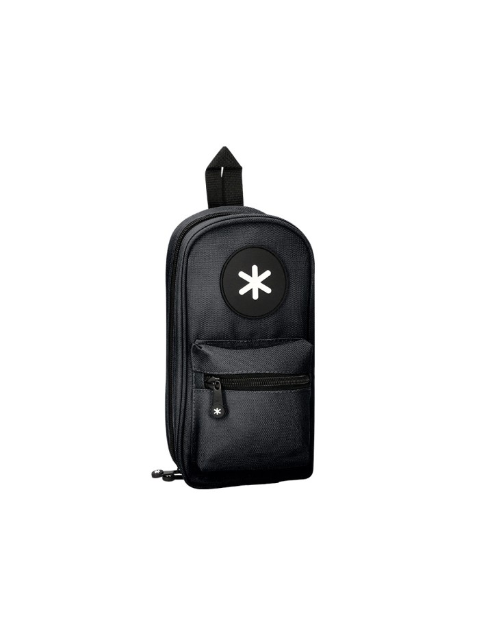 Estuche portatodo antartik forma de mochila con bolsillo y 4 departamentos color negro 230x50x120 mm Estuche portatodo antartik forma de mochila con bolsillo y 4 departamentos color negro 230x50x120 mm