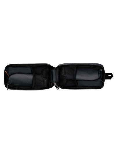 Estuche portatodo antartik forma de mochila con bolsillo y 4 departamentos color negro 230x50x120 mm