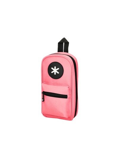 Estuche portatodo antartik forma de mochila con bolsillo y 4 departamentos color coral 230x50x120 mm