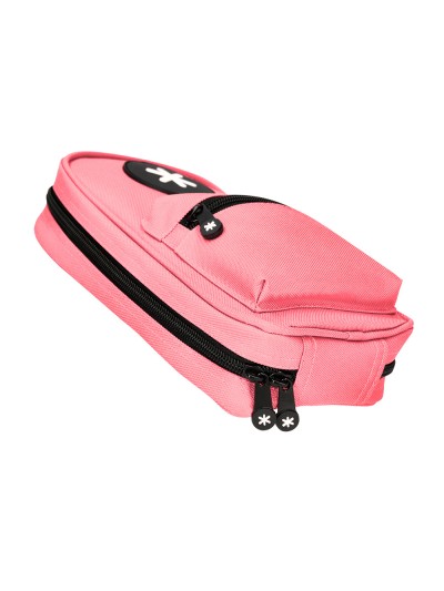 Estuche portatodo antartik forma de mochila con bolsillo y 4 departamentos color coral 230x50x120 mm