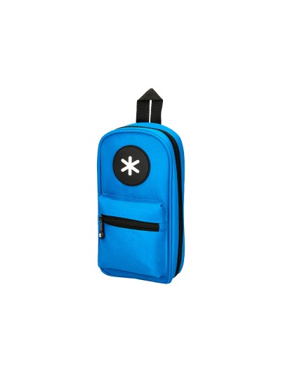 Estuche portatodo antartik forma de mochila con bolsillo y 4 departamentos color azul 230x50x120 mm