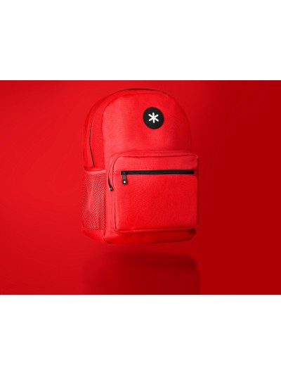 Cartera antartik mochila con asa y bolsillo frontal concremallera color rojo 320x140x430 mm