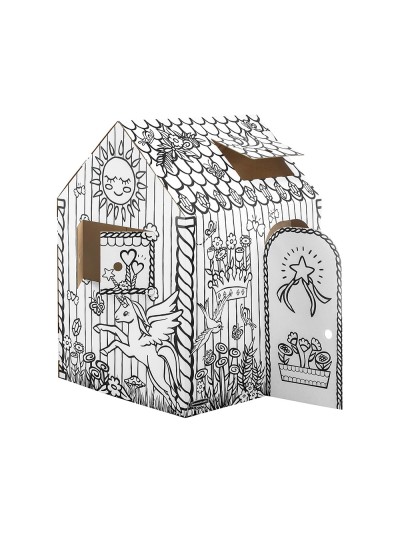 Casa de juego bankers box playhouse unicornio para pintar fabricada en carton reciclado 1210x960x810 mm