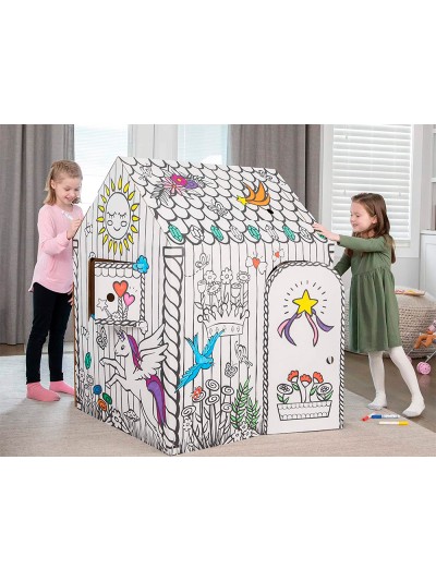 Casa de juego bankers box playhouse unicornio para pintar fabricada en carton reciclado 1210x960x810 mm