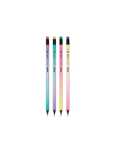 Lapices de grafito milan sunset hb madera negra de tilo con goma de borrar colores surtidos