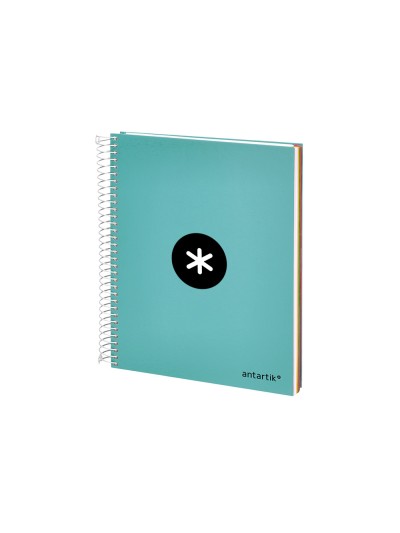 Cuaderno espiral a5 micro antartik tapa forrada120h 90 gr liso 5 bandas 6 taladros color menta