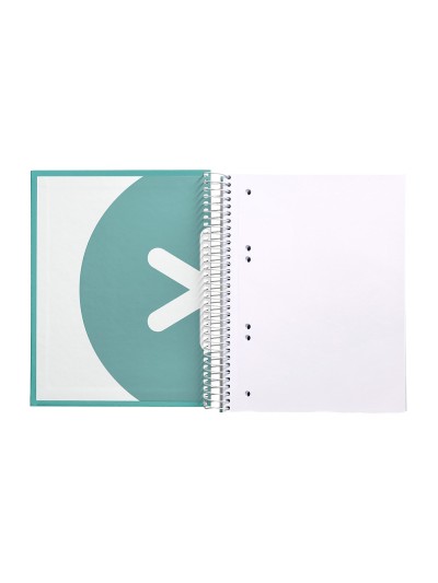 Cuaderno espiral a5 micro antartik tapa forrada120h 90 gr liso 5 bandas 6 taladros color menta
