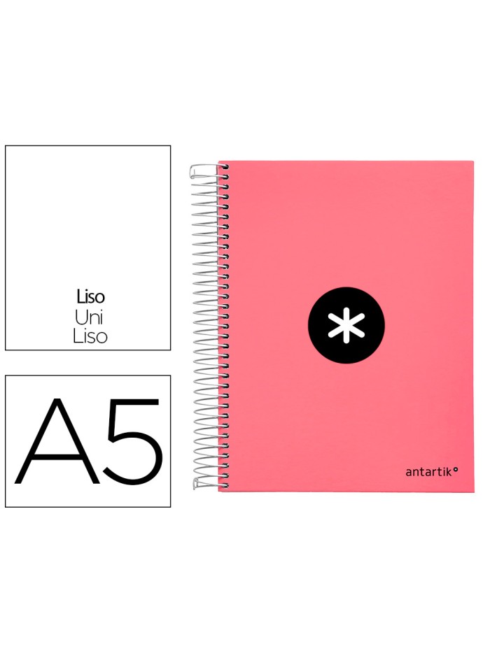 Cuaderno espiral a5 micro antartik tapa forrada120h 90 gr liso 5 bandas 6 taladros color coral Cuaderno espiral a5 micro antartik tapa forrada120h 90 gr liso 5 bandas 6 taladros color coral