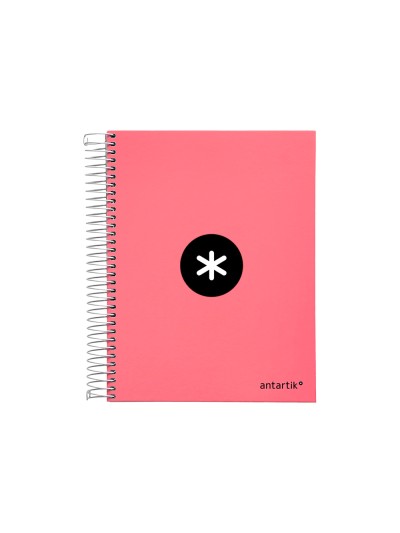 Cuaderno espiral a5 micro antartik tapa forrada120h 90 gr liso 5 bandas 6 taladros color coral