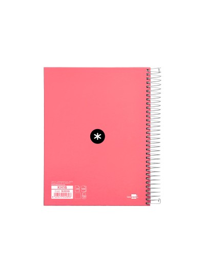 Cuaderno espiral a5 micro antartik tapa forrada120h 90 gr liso 5 bandas 6 taladros color coral