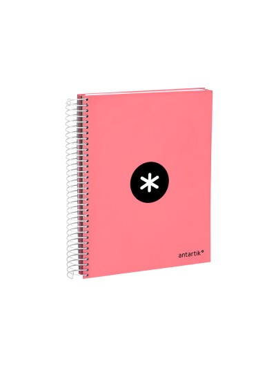 Cuaderno espiral a5 micro antartik tapa forrada120h 90 gr liso 5 bandas 6 taladros color coral
