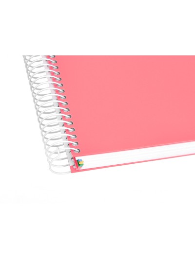 Cuaderno espiral a5 micro antartik tapa forrada120h 90 gr liso 5 bandas 6 taladros color coral