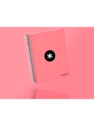 Cuaderno espiral a5 micro antartik tapa forrada120h 90 gr liso 5 bandas 6 taladros color coral