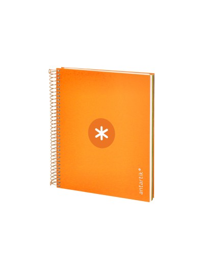 Cuaderno espiral a5 micro antartik tapa forrada120h 90 gr cuadro 5mm 5 bandas6 taladros color mostaza