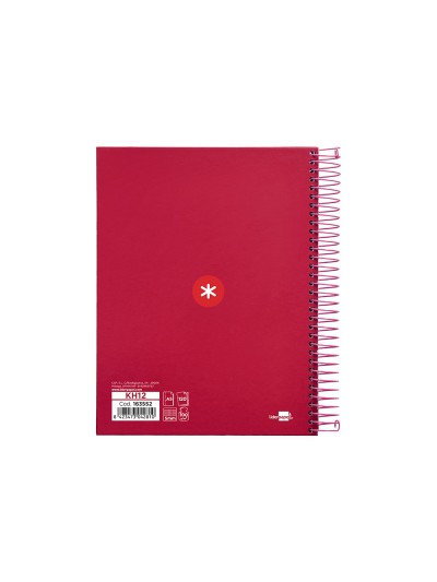 Cuaderno espiral a5 micro antartik tapa forrada120h 90 gr cuadro 5mm 5 bandas6 taladros color frambuesa