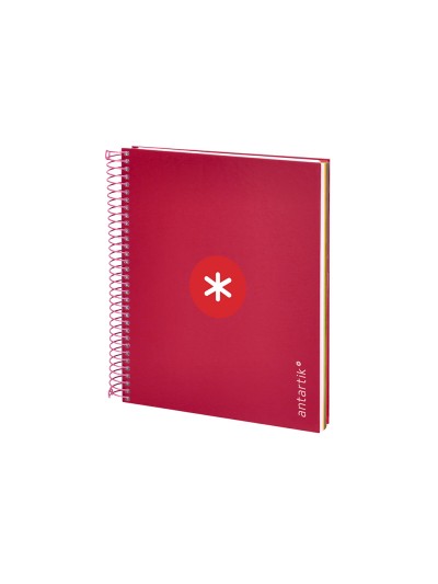 Cuaderno espiral a5 micro antartik tapa forrada120h 90 gr cuadro 5mm 5 bandas6 taladros color frambuesa