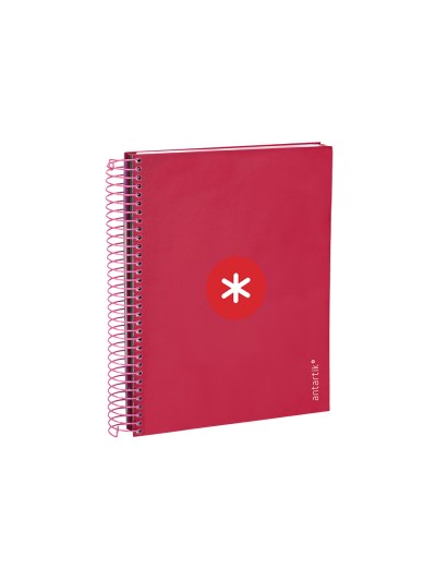 Cuaderno espiral a5 micro antartik tapa forrada120h 90 gr cuadro 5mm 5 bandas6 taladros color frambuesa