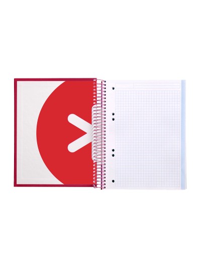 Cuaderno espiral a5 micro antartik tapa forrada120h 90 gr cuadro 5mm 5 bandas6 taladros color frambuesa