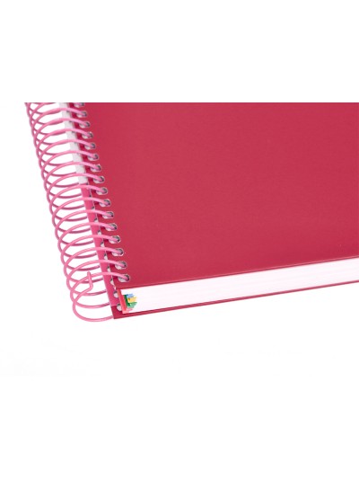 Cuaderno espiral a5 micro antartik tapa forrada120h 90 gr cuadro 5mm 5 bandas6 taladros color frambuesa