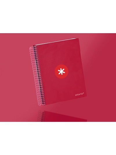 Cuaderno espiral a5 micro antartik tapa forrada120h 90 gr cuadro 5mm 5 bandas6 taladros color frambuesa