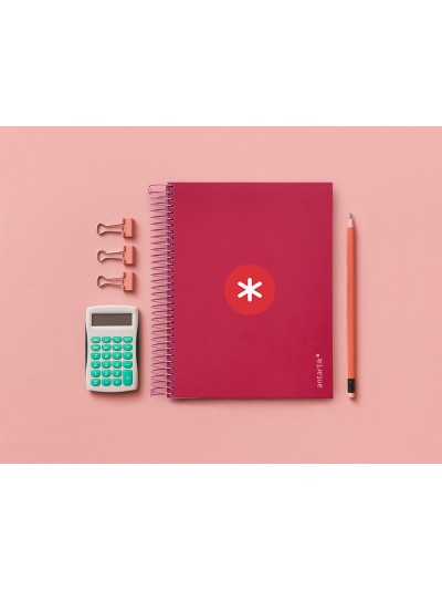 Cuaderno espiral a5 micro antartik tapa forrada120h 90 gr cuadro 5mm 5 bandas6 taladros color frambuesa