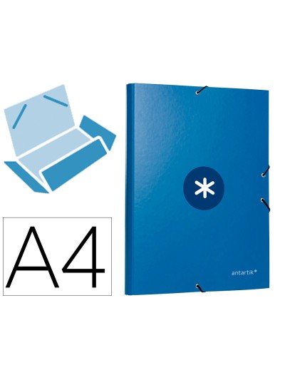 Carpeta antartik gomas a4 3 solapas carton forrado azul oscuro