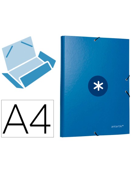 Carpeta antartik gomas a4 3 solapas carton forrado azul oscuro