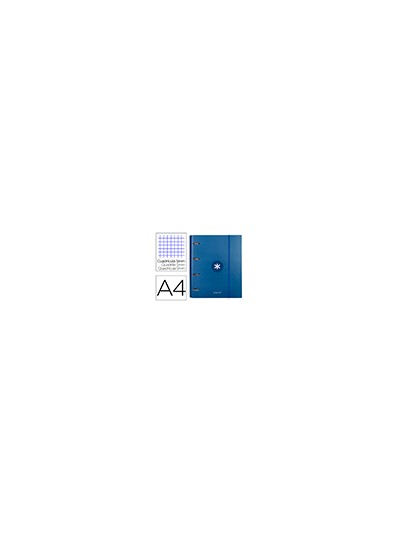 Carpeta con recambio antartik a4 cuadro 5mm forrada 4 anillas 40mm redondas con solapa color azul marino