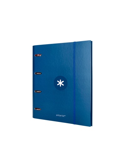 Carpeta con recambio antartik a4 cuadro 5mm forrada 4 anillas 40mm redondas con solapa color azul marino