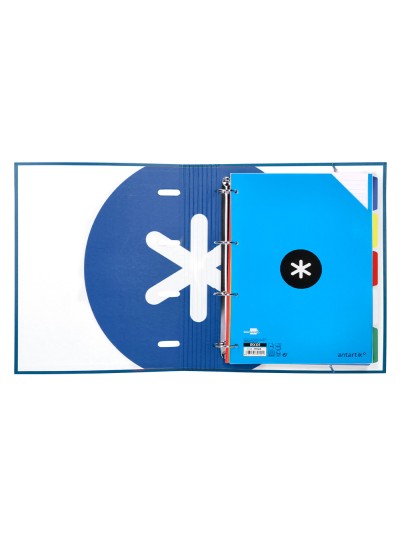 Carpeta con recambio antartik a4 cuadro 5mm forrada 4 anillas 40mm redondas con solapa color azul marino