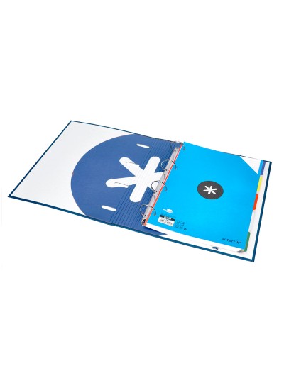 Carpeta con recambio antartik a4 cuadro 5mm forrada 4 anillas 40mm redondas con solapa color azul marino