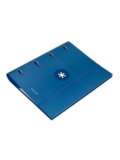 Carpeta con recambio antartik a4 cuadro 5mm forrada 4 anillas 40mm redondas con solapa color azul marino