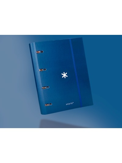Carpeta con recambio antartik a4 cuadro 5mm forrada 4 anillas 40mm redondas con solapa color azul marino