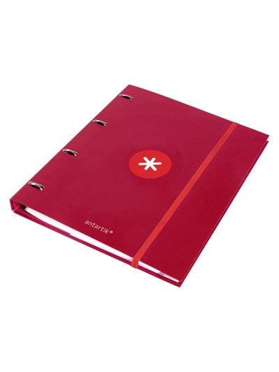 Carpeta con recambio antartik a4 cuadro 5mm forrada 4 anillas 25mm redondas color frambuesa