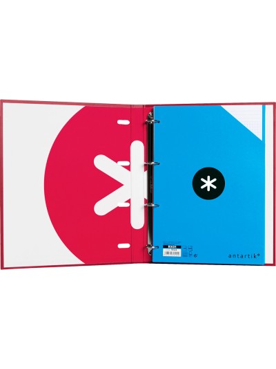 Carpeta con recambio antartik a4 cuadro 5mm forrada 4 anillas 25mm redondas color frambuesa