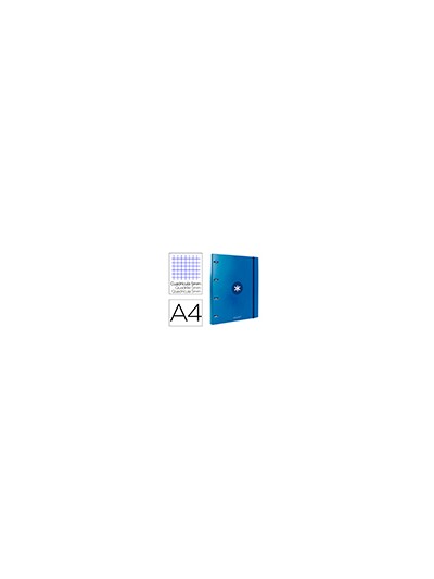 Carpeta con recambio antartik a4 cuadro 5mm forrada 4 anillas 25mm redondas color azul marino