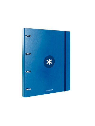 Carpeta con recambio antartik a4 cuadro 5mm forrada 4 anillas 25mm redondas color azul marino