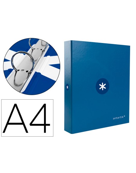 Carpeta antartik a4 forrada 4 anillas 25 mm redondas color azul oscuro