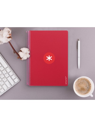 Cuaderno espiral antartik a4 micro tapa dura 80h 100gr cuadro 5mm sin banda4 taladros color frambuesa