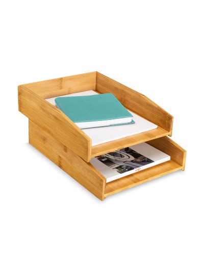 Bandeja sobremesa cep silva bambu lote de 2 unidades 340x252x75 mm