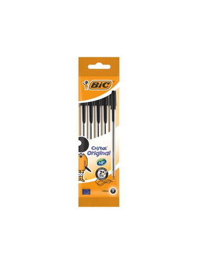 Boligrafo bic cristal original tinta negra bolsa de 5 unidades