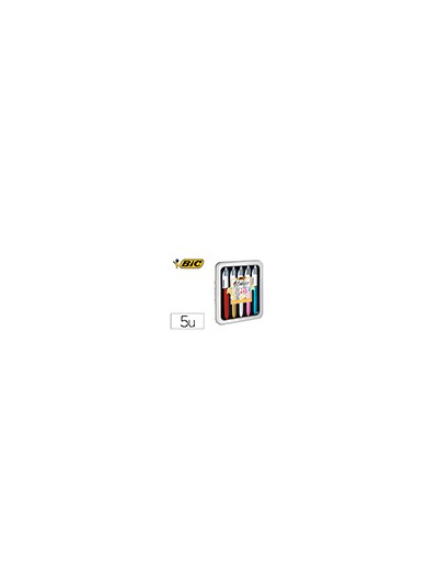 Boligrafo bic cuatro colores shine box caja metalica 5 unidades surtidas